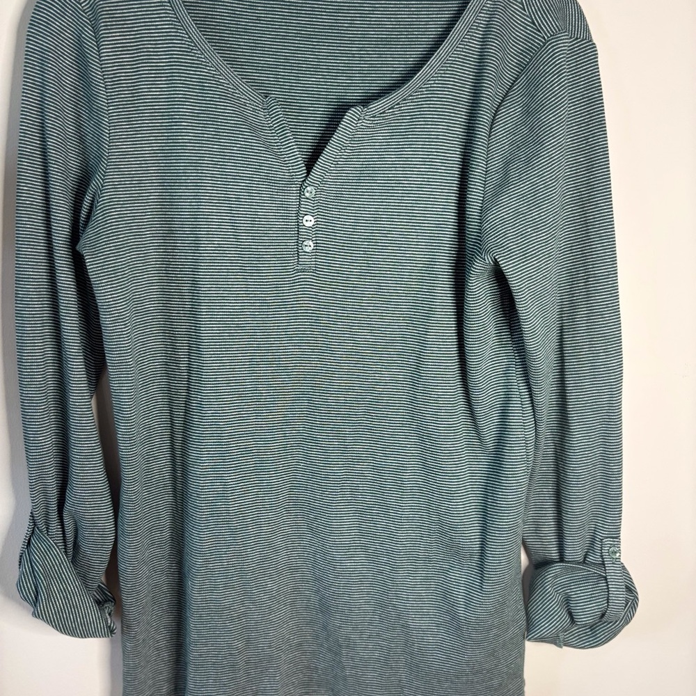 Tom Tailor Striped organic cotton Long‎ Sleeve Henley Top size M